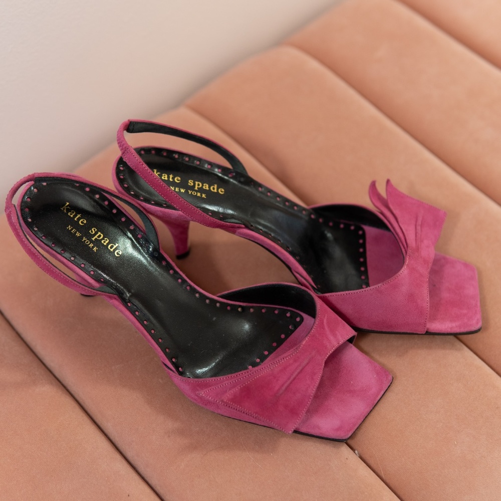 Kate Spade Pink Suede Slingback heel Size 7.5 - Picture 2 of 5